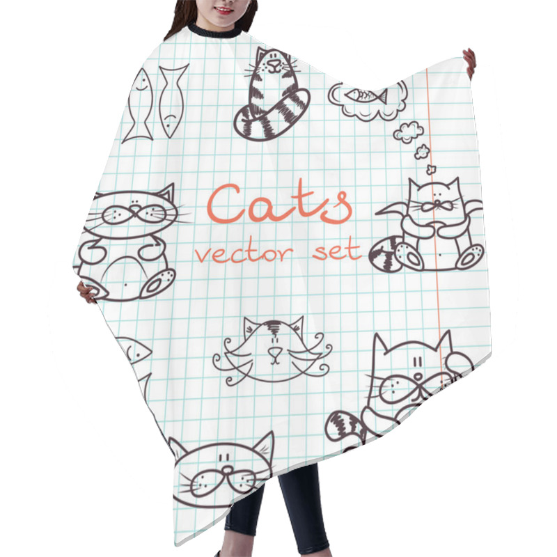 Personality  Set Of Cute Cat Doodles Hair Cutting Cape