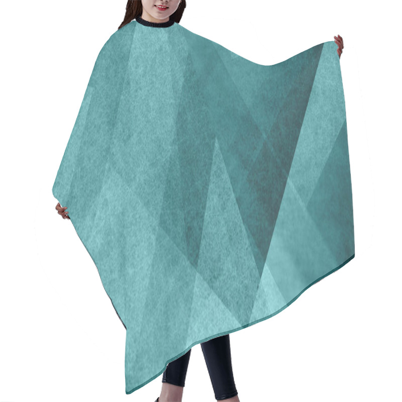 Personality  Abstract Blue Green And White Background With Geometric Diamond And Triangle Pattern. Elegant Textured Shapes And Angles In Modern Contemporary Design. Hair Cutting Cape