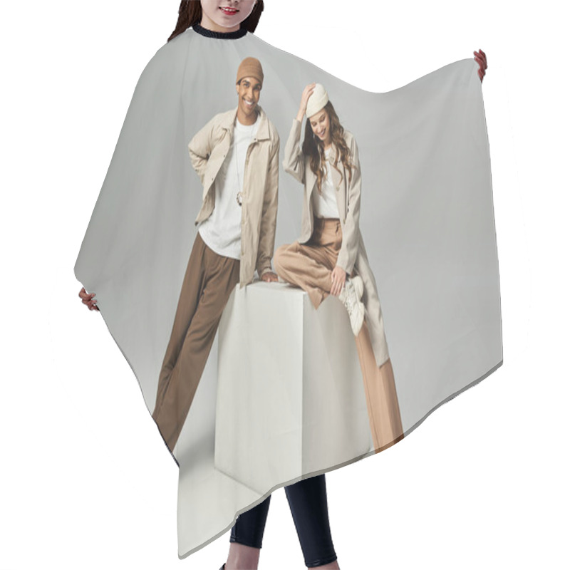 Personality  This Fashionable Duo Enjoys Their Autumn Outing, Showcasing Vibrant Seasonal Attire. Hair Cutting Cape