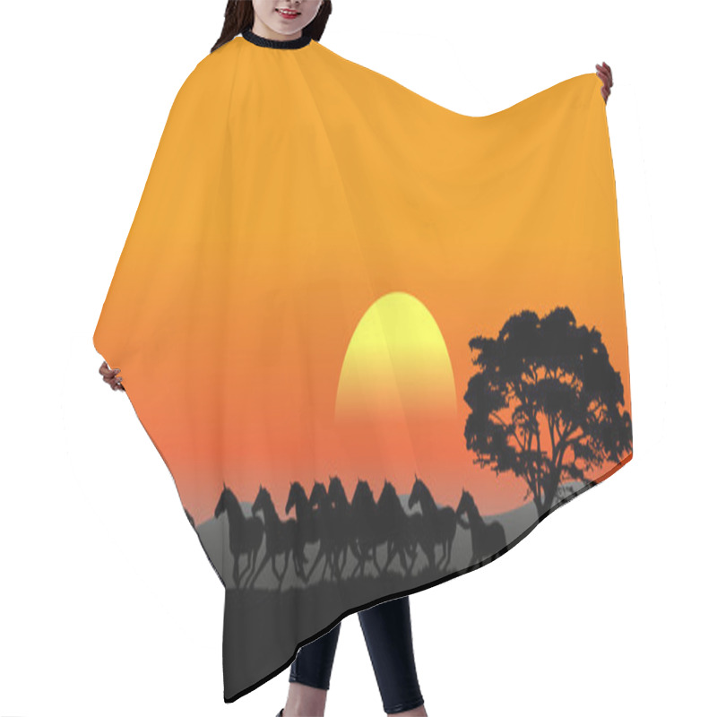 Personality  Running Herd Of Natural Background Hair Cutting Cape