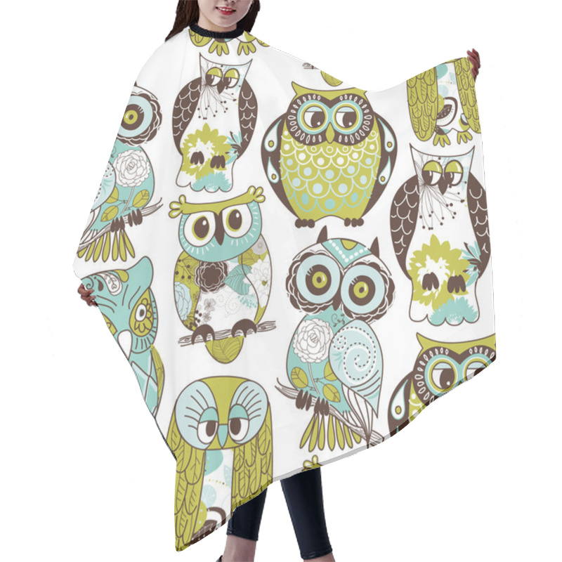 Personality  Seamless Owl Pattern. Hair Cutting Cape