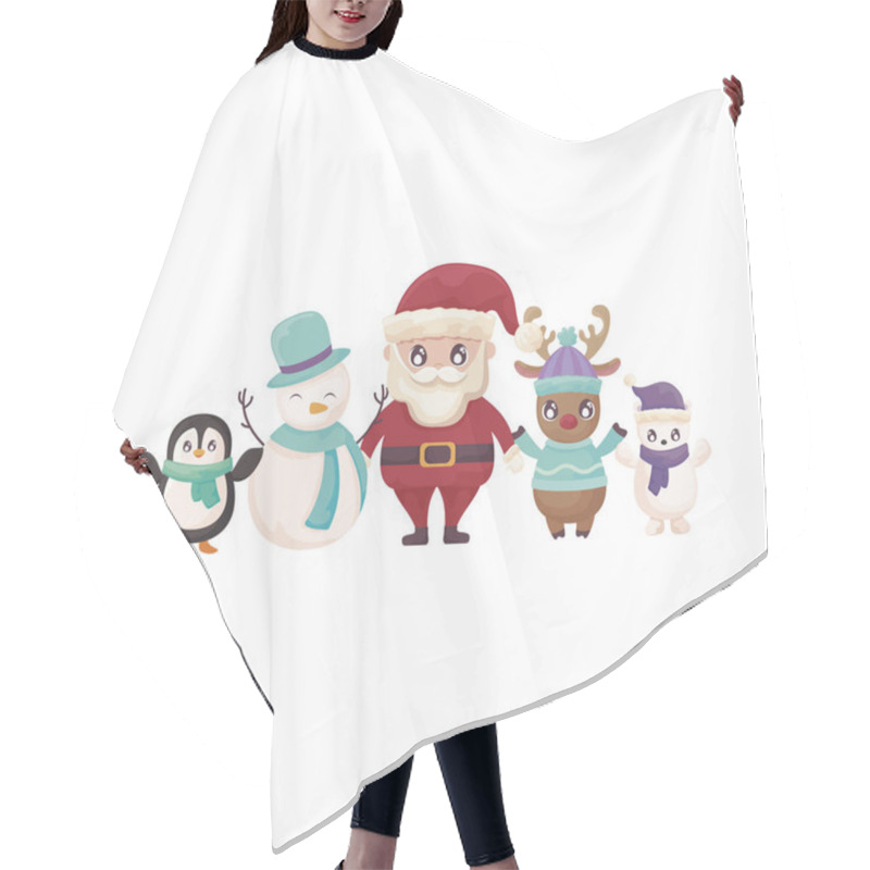 Personality  Card Of Christmas With Icons Of Xmas Hair Cutting Cape