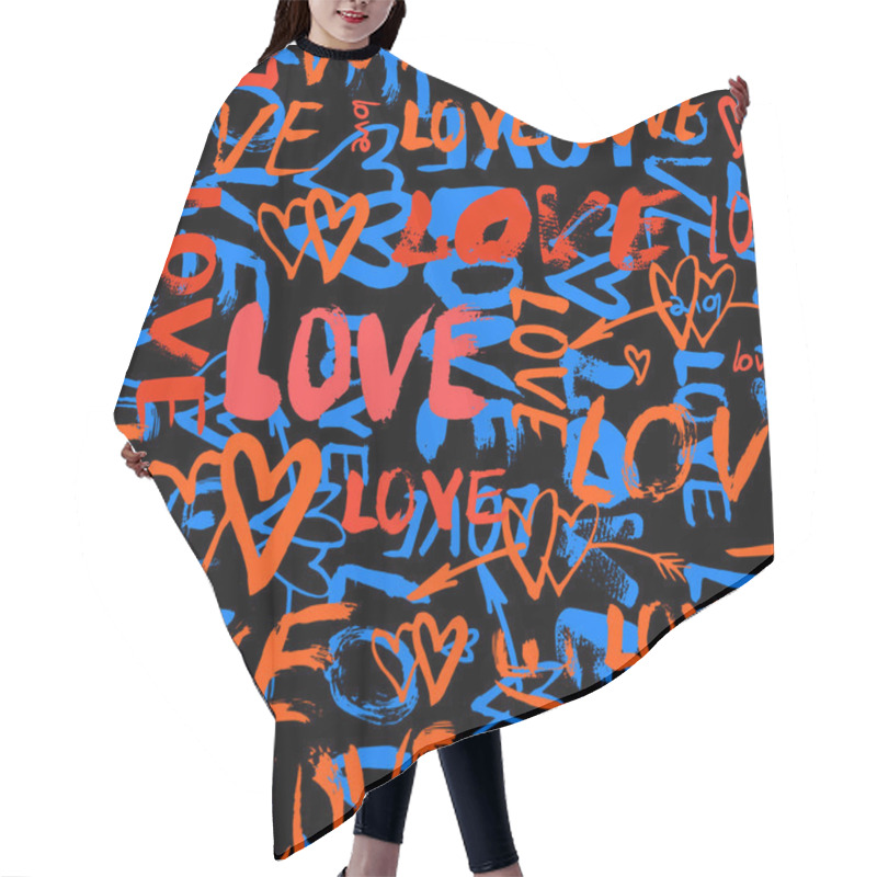 Personality  Pattern With Hand Painted Words Love Hair Cutting Cape