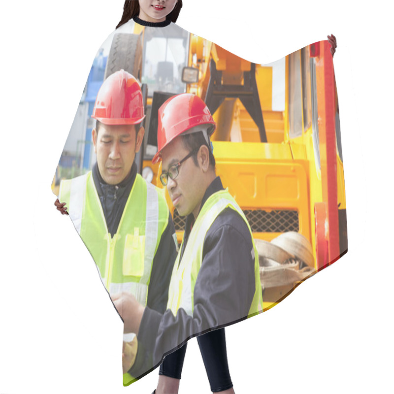 Personality  Construction Worker And Crane Truck Hair Cutting Cape