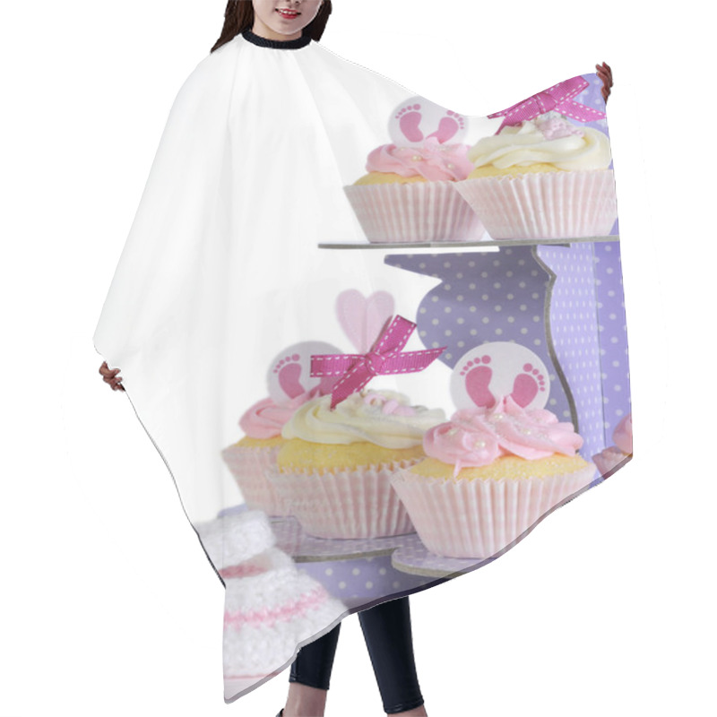 Personality  Baby Girl Cupcakes And Booties On Purple Cupcake Stand Hair Cutting Cape