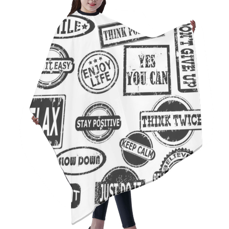 Personality  Rubber Stamps With Motivation And Positive Thinking Messages Hair Cutting Cape