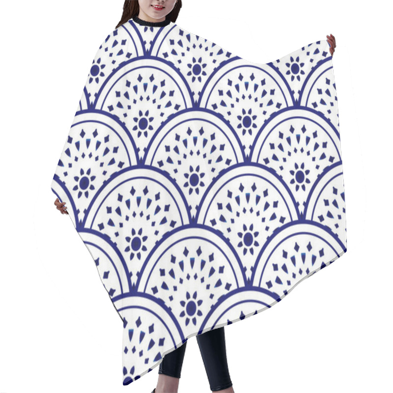 Personality  Ceramic Pattern Blue And White Hair Cutting Cape