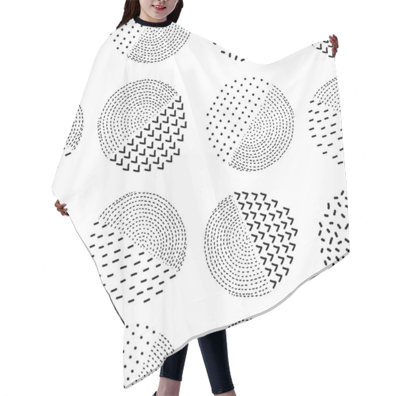 Personality  Seamless Pattern With Monochrome Rounds On White Background Hair Cutting Cape