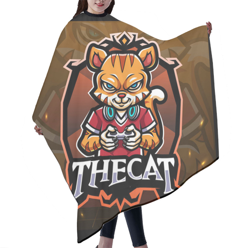 Personality  The Cat Gaming Character Mascot T Shirt Illustration Design Hair Cutting Cape