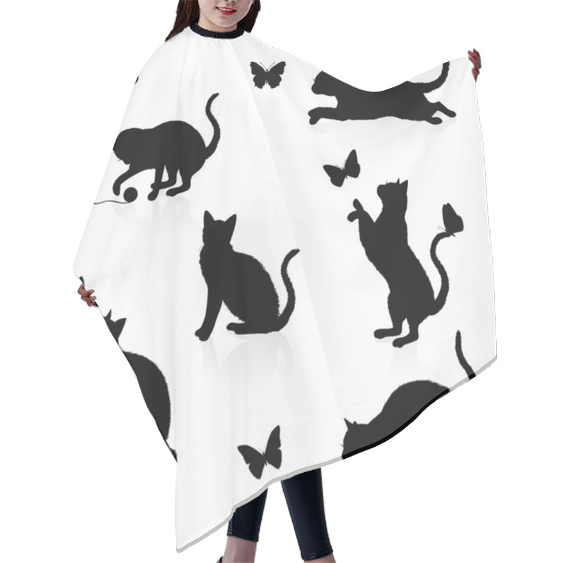 Personality  Silhouettes Of Cats With Butterflies. Hair Cutting Cape