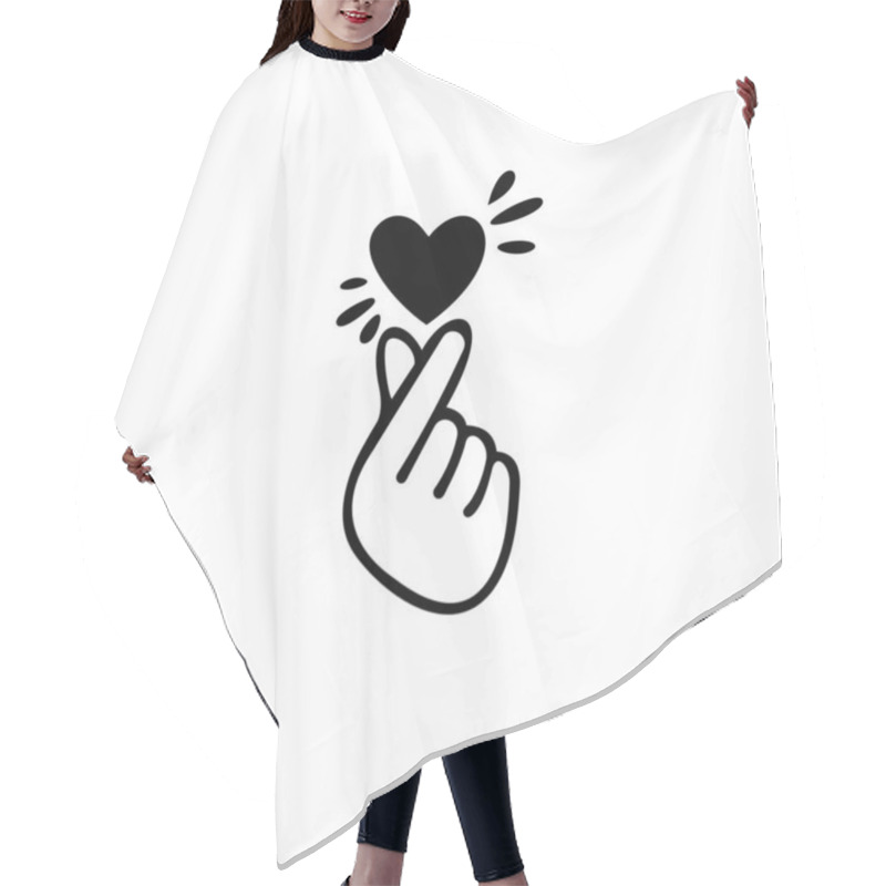 Personality  Korean Love Sign. Love, Romantic Relationship Concept. Isolated Vector Illustration Flat Style. Hair Cutting Cape