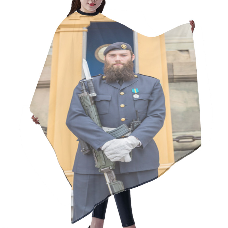 Personality  Royal Guards in stockholm hair cutting cape