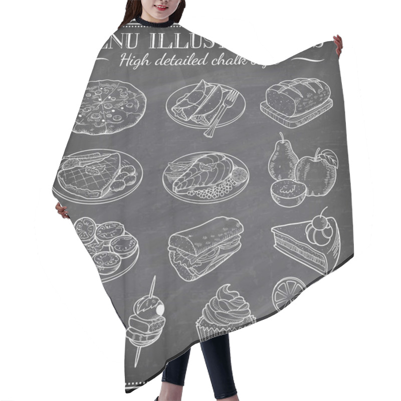 Personality  Vector Chalkboard Food Illustrations Hair Cutting Cape