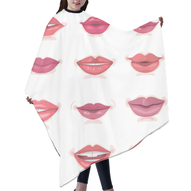 Personality  Female Mouth Lipstick Set  Hair Cutting Cape