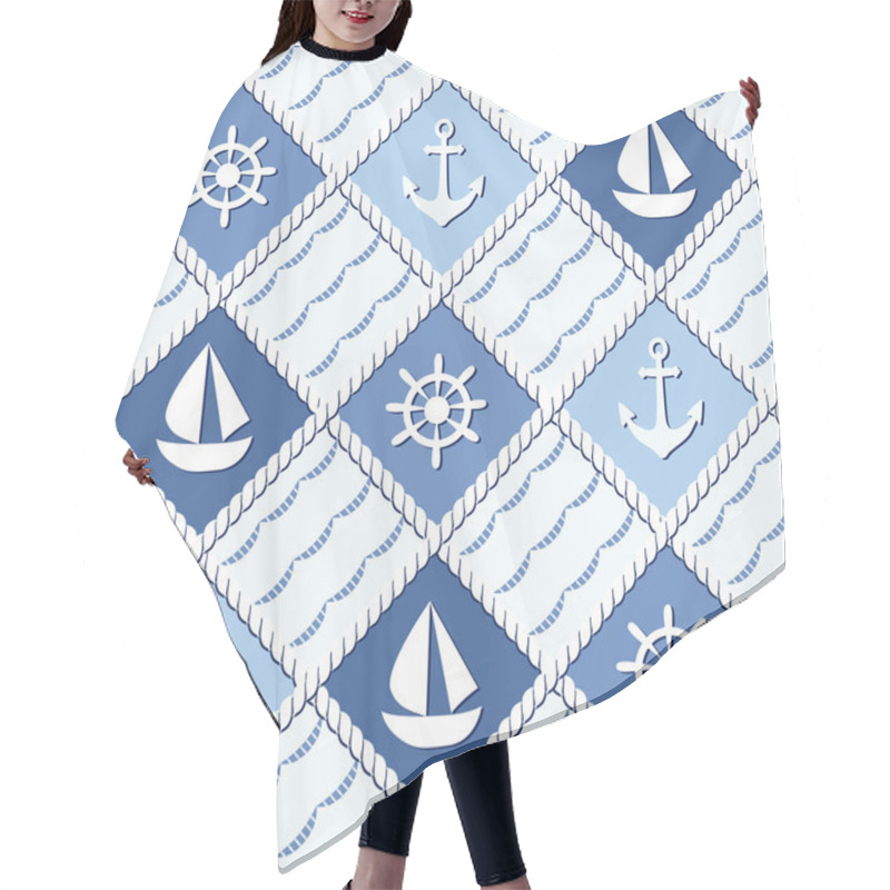 Personality  Marine Themed Seamless Pattern With Anchors Hair Cutting Cape