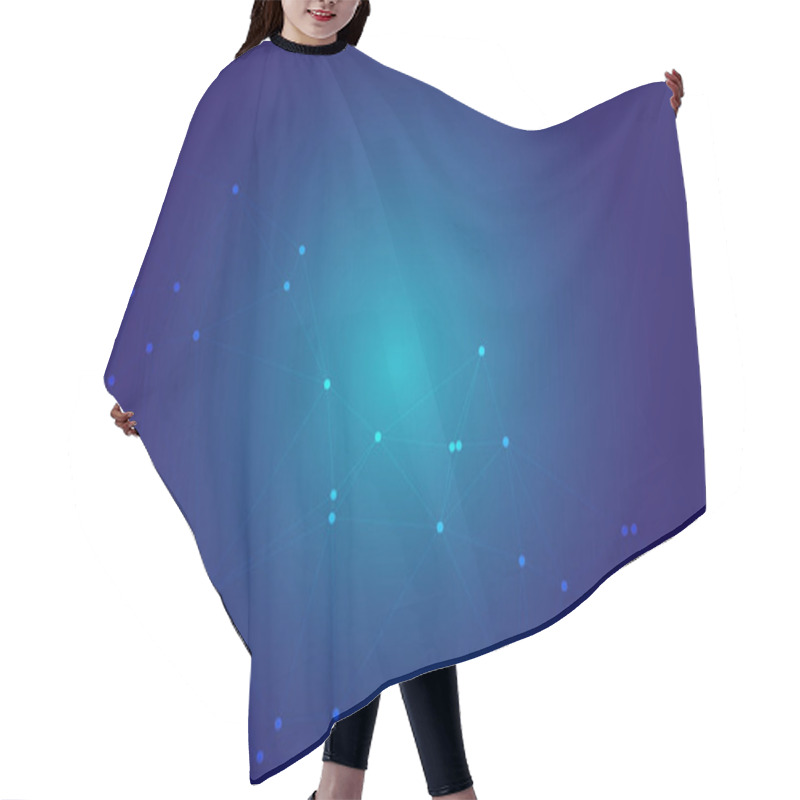 Personality  Abstract Polygonal Mesh With Blue Nodes And Thin Lines On A Dark Background, Creating A Futuristic Network Design With Geometric Connections Hair Cutting Cape