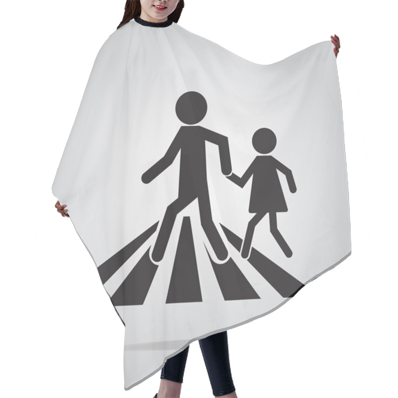 Personality  Pedestrian Crossing Sign, School Road Sign Illustration Hair Cutting Cape