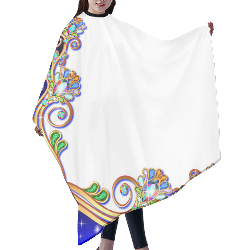 Personality  Background With Precious Stones And Geometric Designs In Gold Hair Cutting Cape