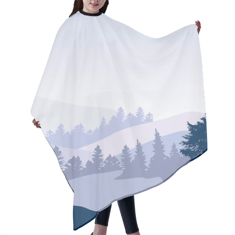 Personality  Mountains And Forest. Wild Nature Landscape. Travel And Adventure.Panorama. Into The Woods. Hair Cutting Cape