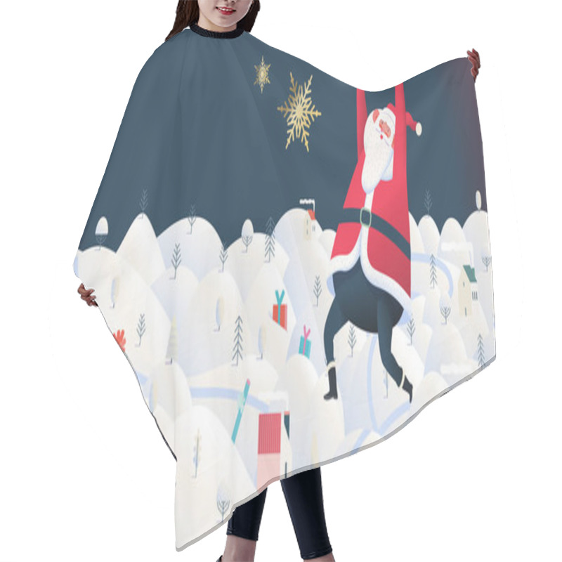 Personality  Skiing Santa Claus - Christmas Billboard Hair Cutting Cape