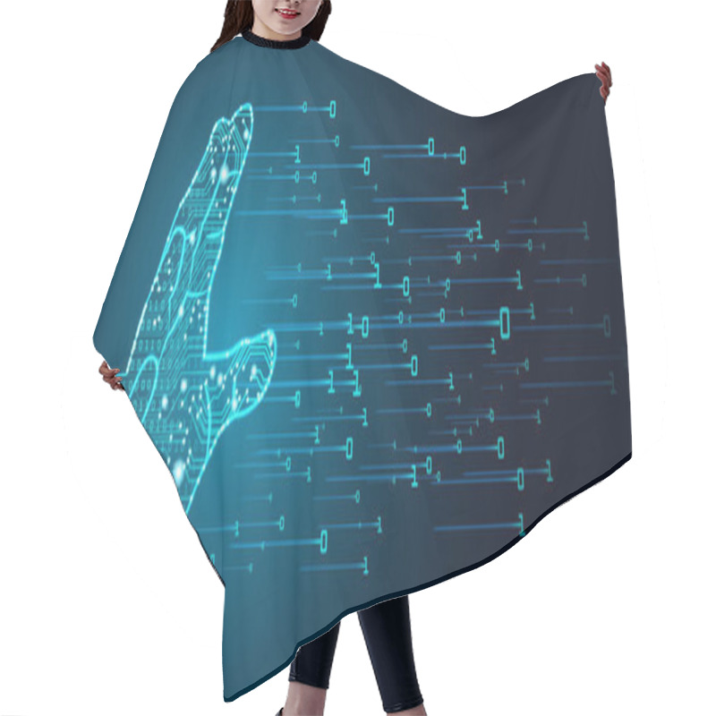 Personality  Big Data And Artificial Intelligence Domination Concept. Hair Cutting Cape