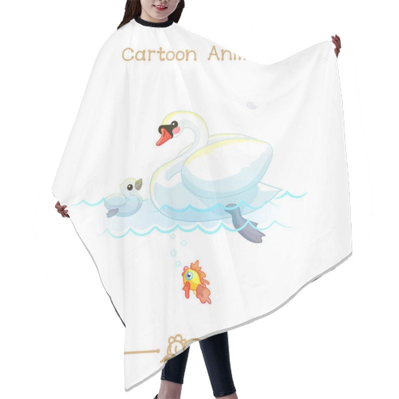 Personality   Toons Series Cartoon Animals: White Mute Swans Hair Cutting Cape