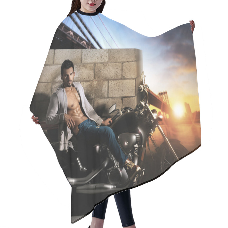 Personality  Sexy Man On Motorcycle Hair Cutting Cape