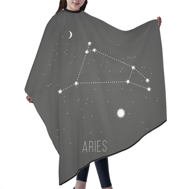 Personality  Astrology Sign Aries On Chalkboard Background. Hair Cutting Cape