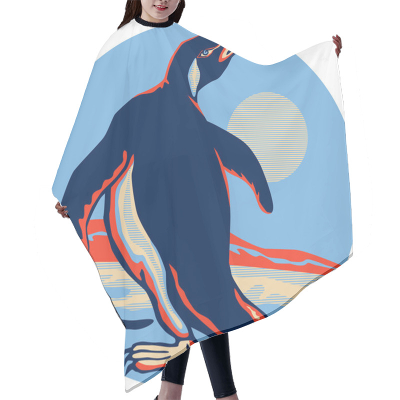 Personality  Penguin Walking Moon Retro Hair Cutting Cape