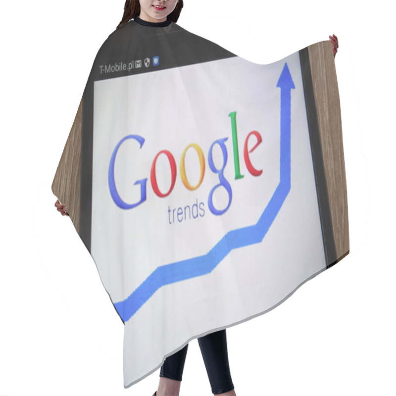 Personality  KONSKIE, POLAND - SEPTEMBER 06, 2018: Google Trends Logo Displayed On A Modern Smartphone Hair Cutting Cape