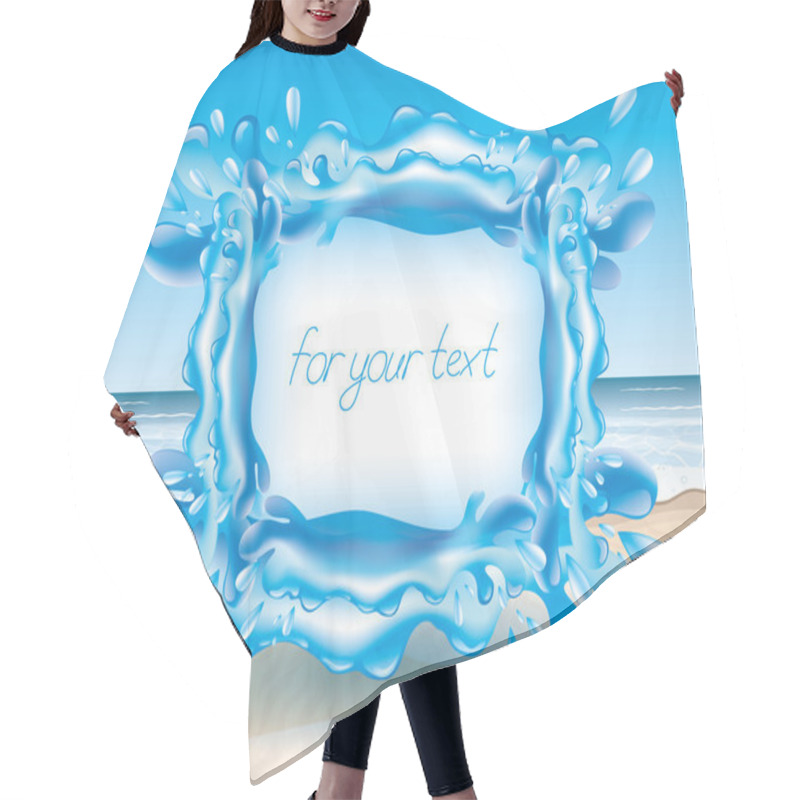 Personality  Water Splash On Beach Background. Hair Cutting Cape