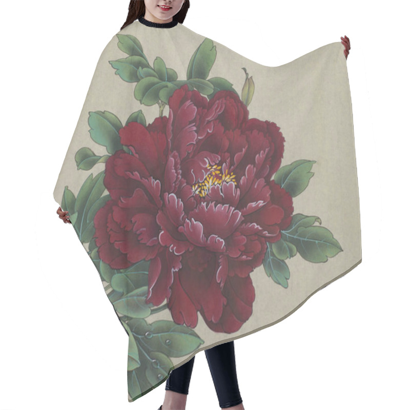 Personality  Bright Burgundy Peony Hair Cutting Cape