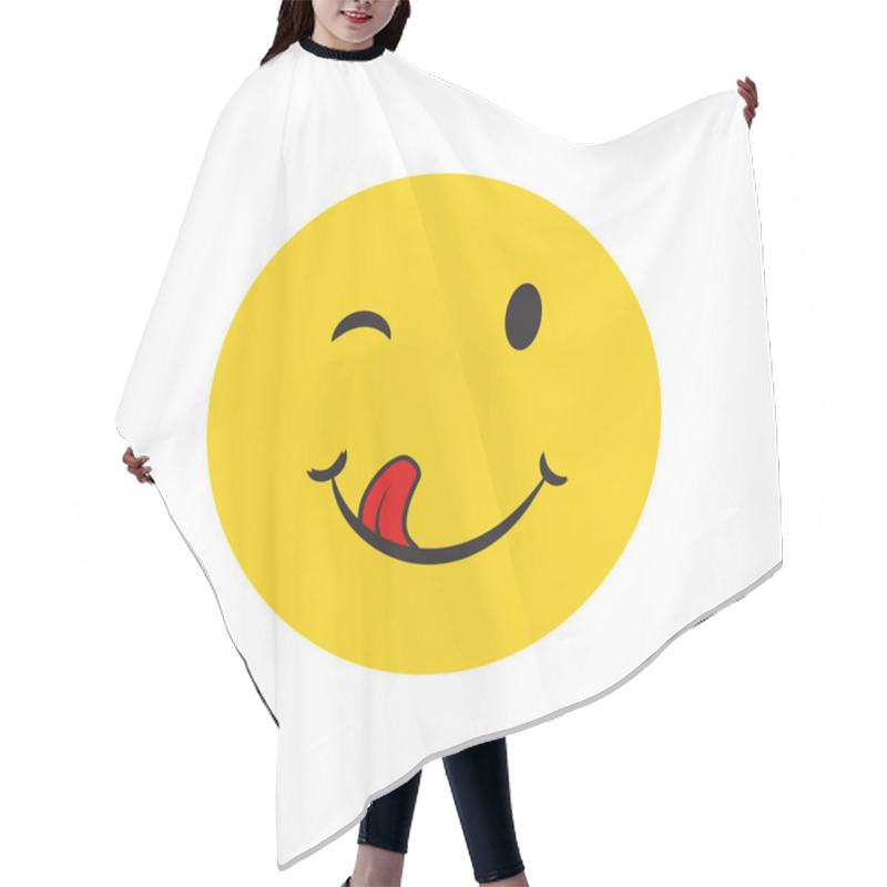 Personality  Yummy Smile Cartoon Line Emotion With Tongue Lick Mouth. Hair Cutting Cape