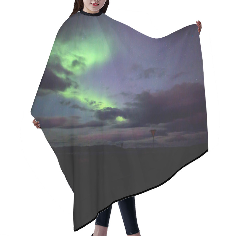 Personality  Beautiful Landscape With Aurora Borealis Taken In Iceland On A C Hair Cutting Cape