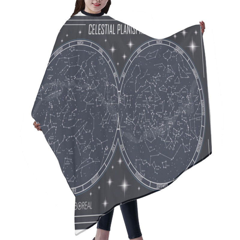 Personality  Map Of Celestial Planisphere Hair Cutting Cape