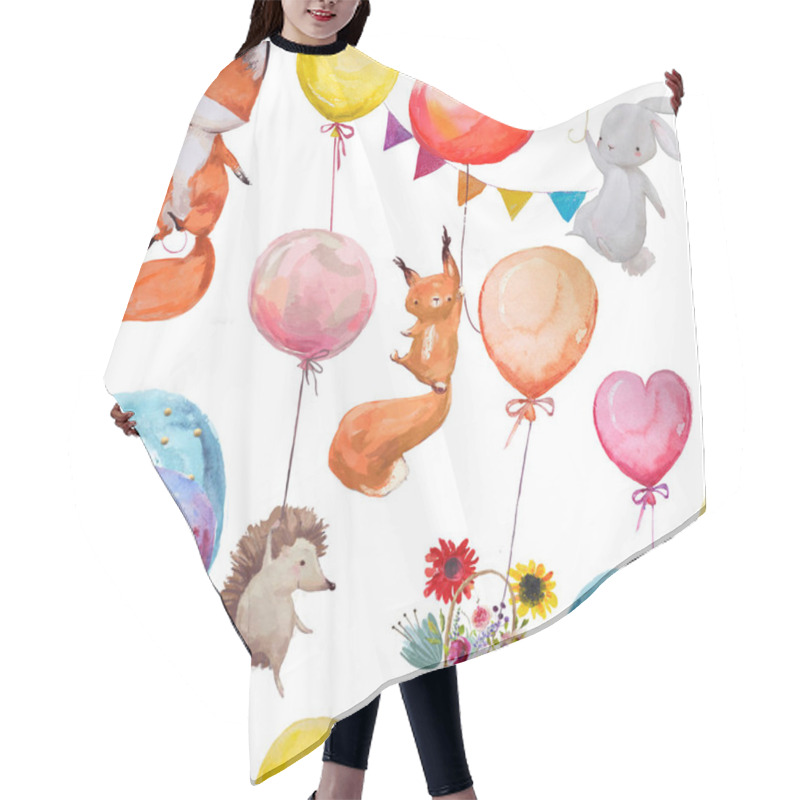 Personality  Seamless Pattern With Animals With Balloons Hair Cutting Cape