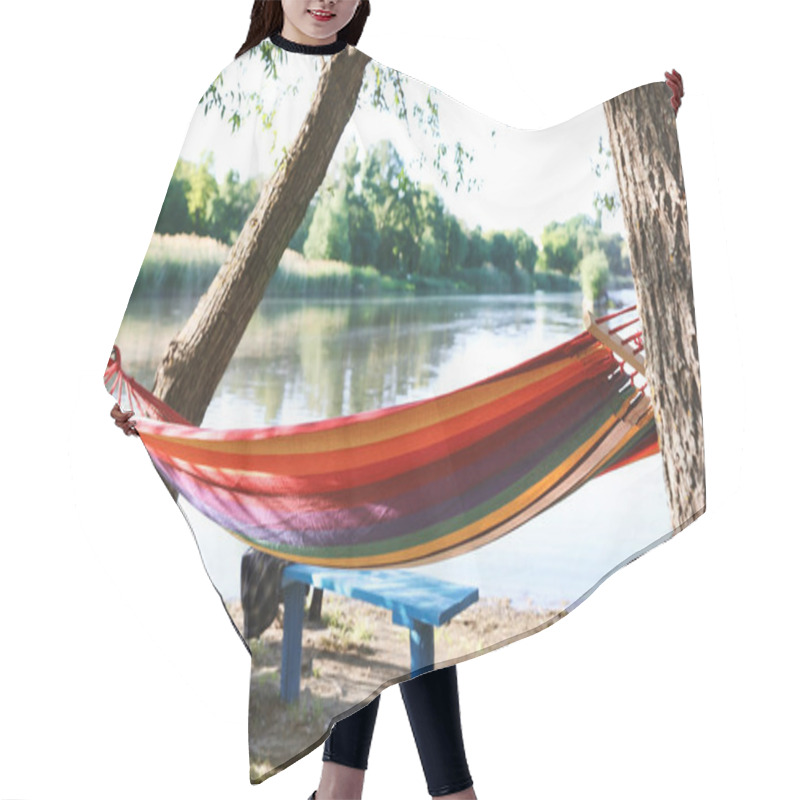 Personality  Empty Hammock Outdoors On Sunny Day. Summer Camp Hair Cutting Cape