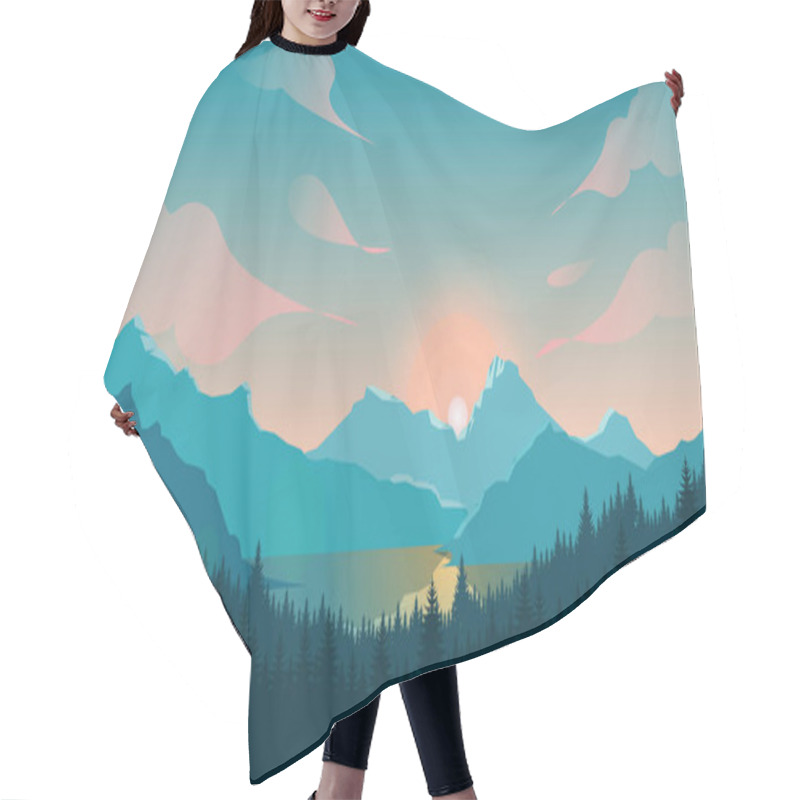 Personality  Blue Mountain Landscape Background, Morning View Mountains, Flat Mountains Background Hair Cutting Cape