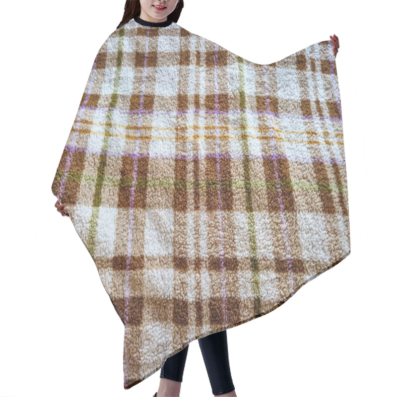 Personality  A Cozy Plaid Blanket Showcasing Warm Earth Tones Perfect For Chilly Nights And Adding Comfort To Any Room. Hair Cutting Cape