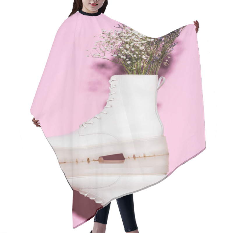 Personality  White Boots With Wildflowers On Pink Background Hair Cutting Cape