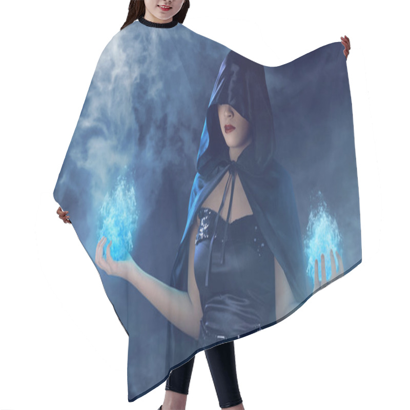 Personality  Witch Woman With Blue Fire On Her Hands Hair Cutting Cape