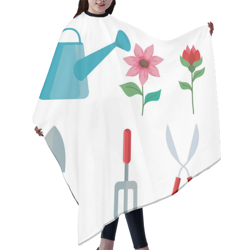 Personality  Gardening Icon Set Vector Design Hair Cutting Cape