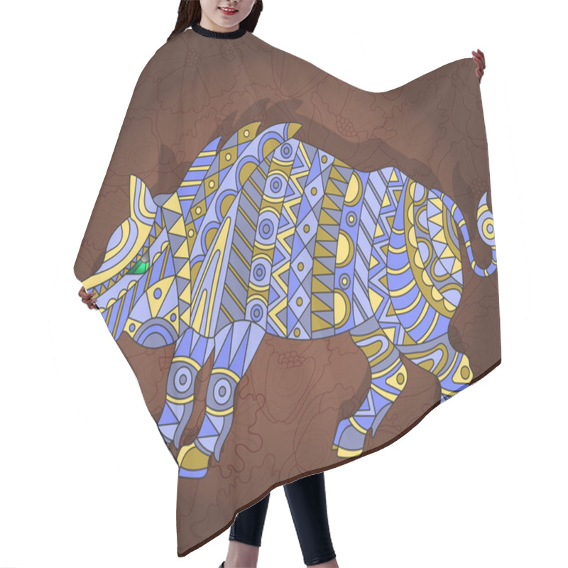 Personality  Illustration With Abstract Wild Pig On A Dark Floral Background Hair Cutting Cape