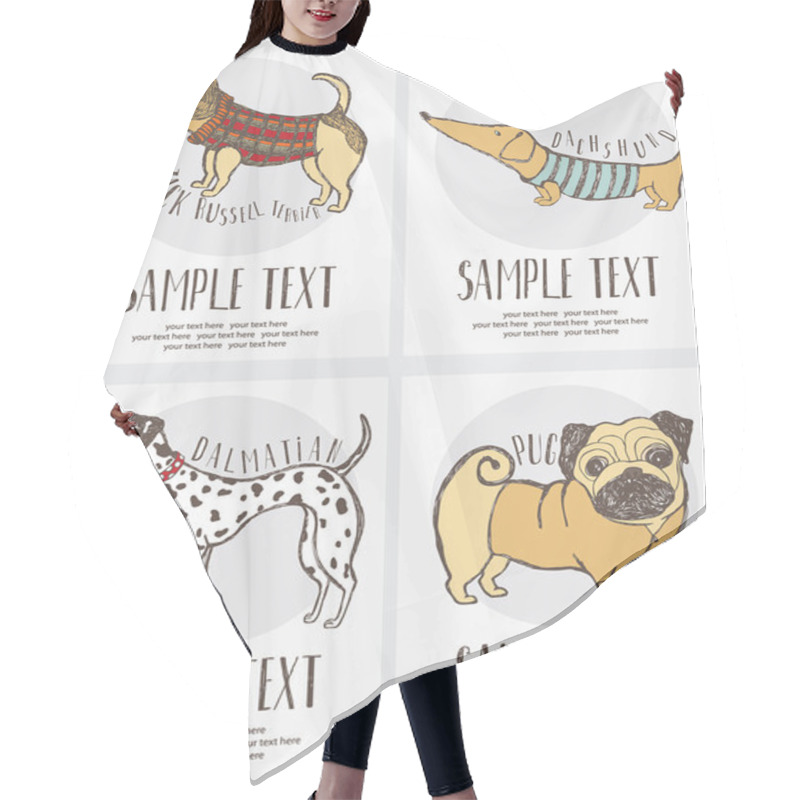 Personality  Sketch-style Drawing Of The Dogs Cards Set Hair Cutting Cape