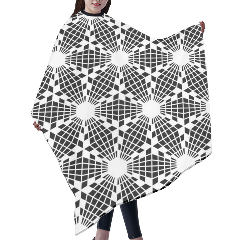 Personality  Vector Modern Seamless  Sacred Geometry Pattern Hexagon, Black And White Abstract Geometric Background, Pillow Print, Monochrome Retro Texture, Hipster Fashion Design Hair Cutting Cape