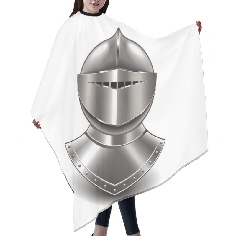 Personality  Medieval Knight Helmet Isolated On White Vector Hair Cutting Cape