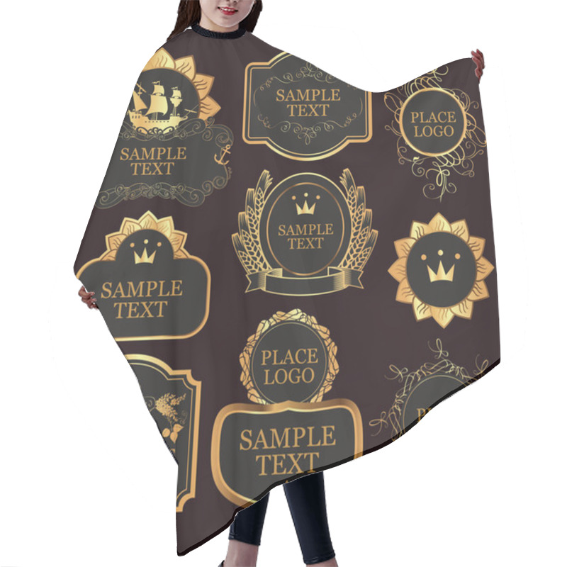 Personality  Set Of Vector Labels Templates In Baroque Style Hair Cutting Cape