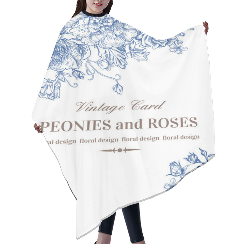 Personality  Card With Roses And Peonies. Hair Cutting Cape