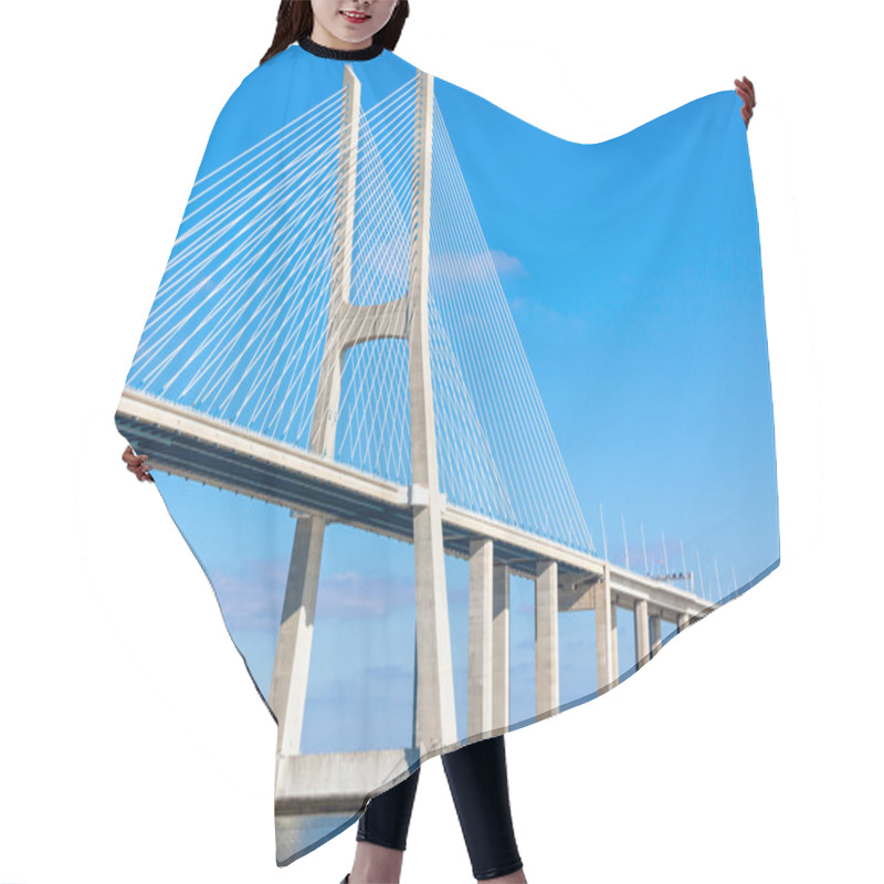 Personality  Modern Bridge Fragment: White Against Bright Blue Hair Cutting Cape