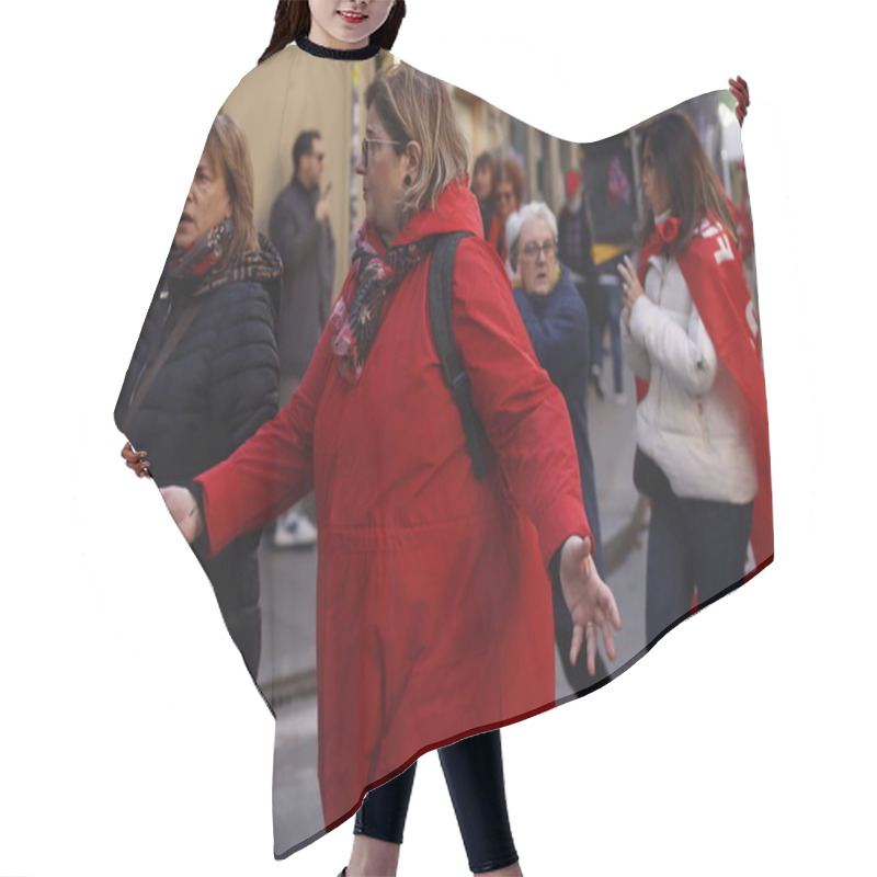 Personality  Demonstration For Social Rights In A Street Of Italy Hair Cutting Cape